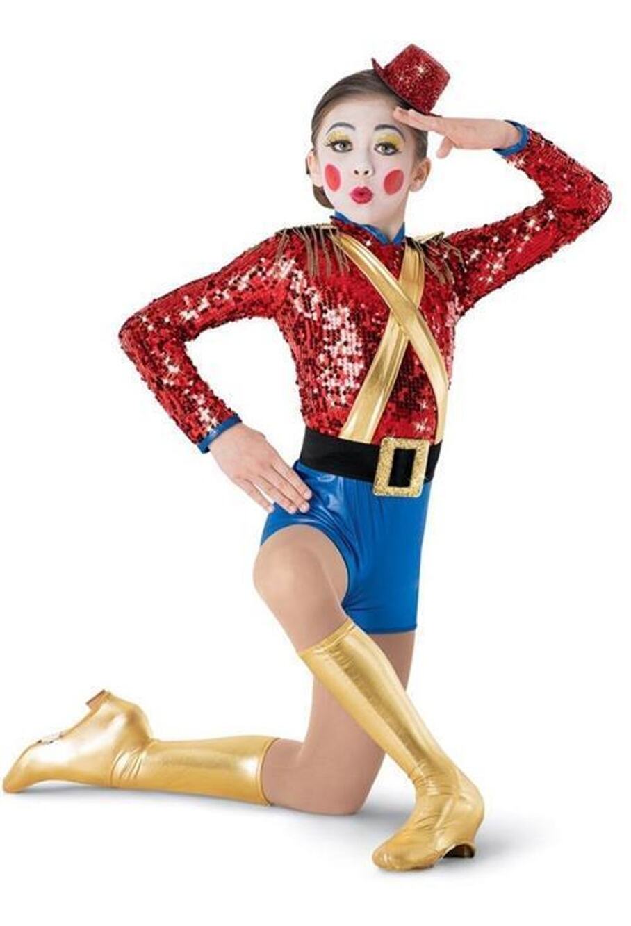 Dance Costume Weissman 8735 Medium Child Red Unitard Jazz Sequin Soldier